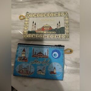 Istanbul Themed Women's Pouch Set - Blue and Cream